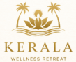Kerala Wellness Retreat premium logo with lotus meditation symbol, palm trees and rising sun